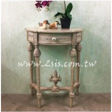 法式雕花半圓玄關桌-小