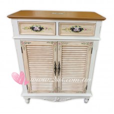 百葉雙門彩繪鞋櫃-米黃色