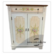 美式鄉村彩繪鞋櫃-米黃色