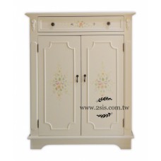 美式鄉村彩繪鞋櫃-白色