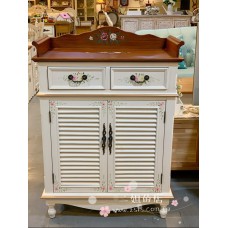 百葉彩繪雙門鞋櫃-雙色