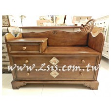 松木磁磚下拉式穿鞋椅