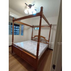 鄉村鍛鐵實木四柱公主床