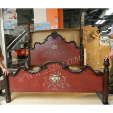 歐式刻花鄉村彩繪四柱雙人床