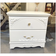 鄉村雕花兩抽床頭櫃