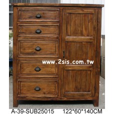 原木手工單門五抽櫃/小衣櫃