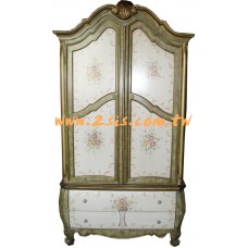 維多利亞綠色手繪雙門衣櫥