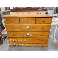 鄉村彩繪四斗櫃-柚木色