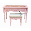 法式蕾絲雕花飾品桌/化妝台(粉紅色)