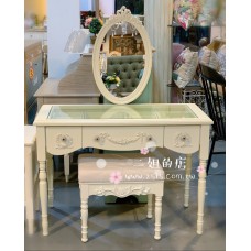 法式蕾絲雕花飾品桌/化妝台(復古白)