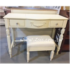 法式蕾絲雕花可掀式化妝台/化妝桌