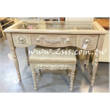 法式蕾絲雕花飾品桌/化妝台(復古灰)