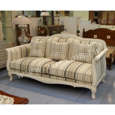 (售完)品歐洗白直條三人布沙發