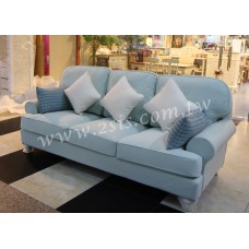 鄉村絨布三人座沙發