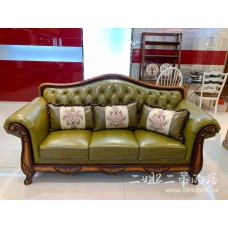 歐式雕刻半牛皮沙發