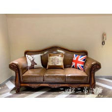歐式雕刻皮革沙發