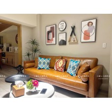 美式鄉村復古牛皮沙發