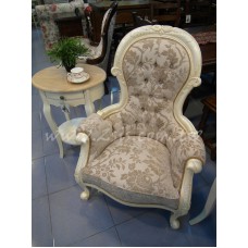 古典刻花低扶手主人椅(白)