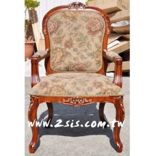 實木古典布面扶手椅