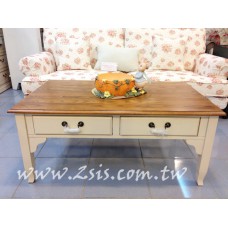 鄉村雙色兩抽茶几
