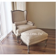 法式鄉村主人椅/腳凳