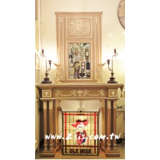 法式刻花壁爐+鏡