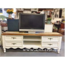 鄉村風六尺實木雙色波浪板電視櫃