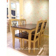 美式雙色實木餐桌