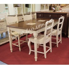 雙色磁磚實木大餐桌