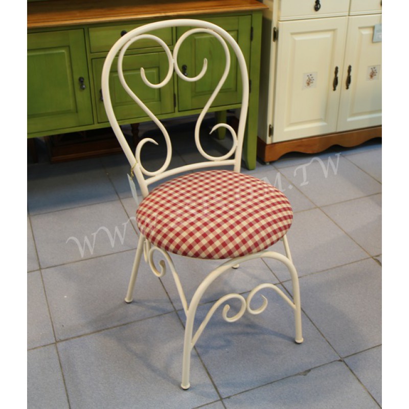 鄉村鍛鐵造型餐椅-白