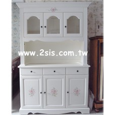 鄉村彩繪三門備餐櫃/餐邊櫃