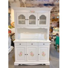 鄉村彩繪三門備餐櫃/餐邊櫃-純白