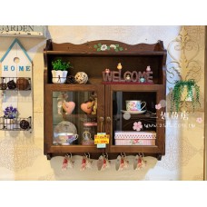 鄉村實木彩繪雙門玻璃壁櫃