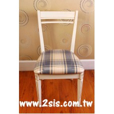 英式洗白格子布面餐椅