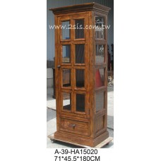 手工原木單門單抽展示櫃