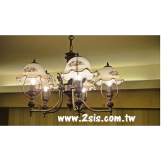 義式原木五燈吊燈