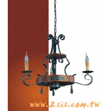 義大利原木蠟燭三燈吊燈