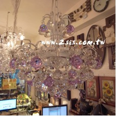 滿天星三燈紫吊燈(白色骨架)