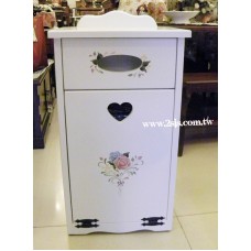 甜蜜約定手繪下拉式垃圾桶櫃(象牙白)