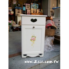 普羅旺斯洗白手繪垃圾桶櫃