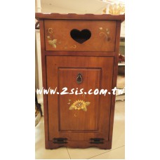 原木手繪太陽花垃圾桶櫃